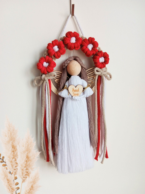 Anioł Stróż Boho & Folk- czerwień