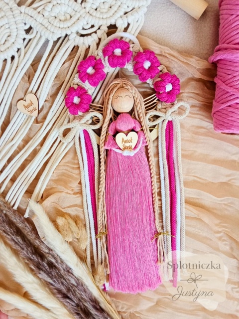 Anioł Stróż Boho & Folk- fuksja