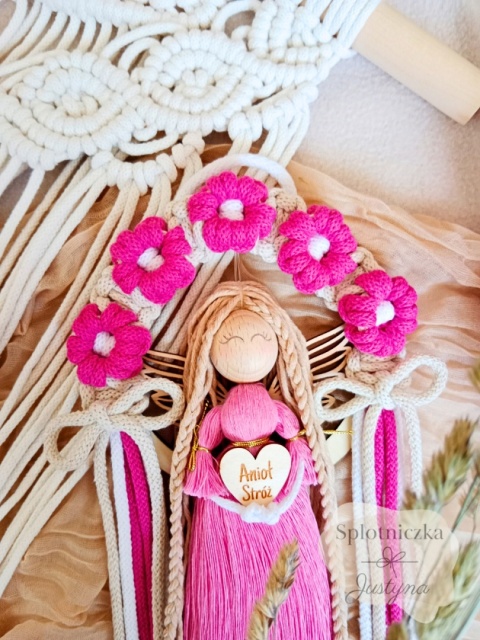 Anioł Stróż Boho & Folk- fuksja