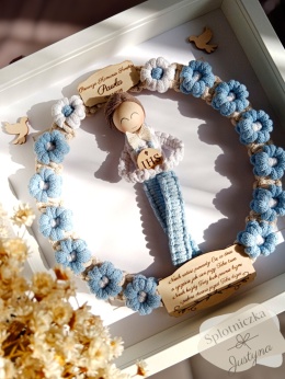 Anioł Stróż w ramce dla chłopca błękit