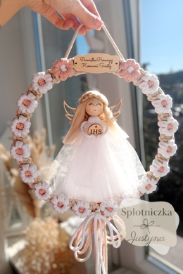 Duży Anioł Stróż dla dziewczynki na Pamiątkę I Komunii Świętej biel