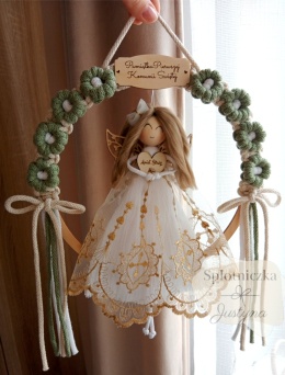 Anioł Stróż na Pierwszą Komunię Świętą zielony