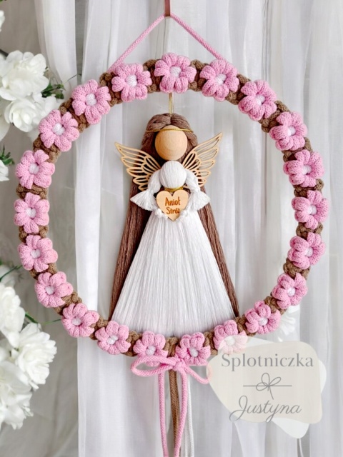 Anioł Stróż, Pamiątka I Komunii/Chrztu, róż i brąz