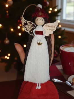 Anioł Wesołych Świąt bordowy