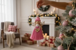 Anioł Wesołych Świąt róż