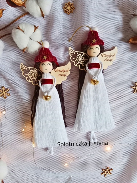 Anioł Wesołych Świąt bordowy