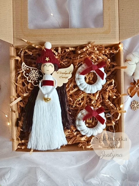 Anioł Wesołych świąt+ dwie bombeczki