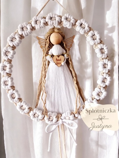 Anioł stróż, Pamiątka I Komunii/Chrztu, biel i beż