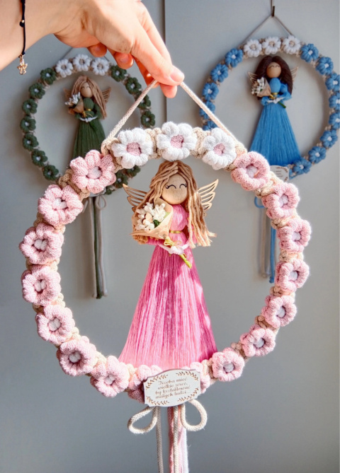 Anioł w wianku dla nauczyciela-pudrowy róż