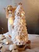 Choinka Biała ze złotą nitką stojąca LED