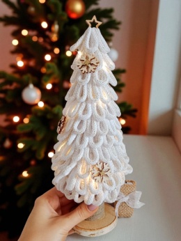 Choinka Biała ze złotą nitką stojąca LED