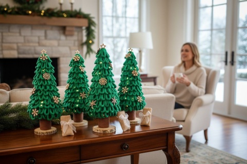 Choinka Szmaragdowa zieleń, stojąca z LED