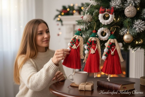 Świąteczny box 2 czerwone Aniołki i laska