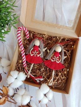 Świąteczny zestaw, dwa Anioły i laska