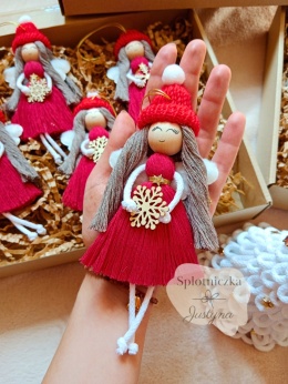 Zestaw Aniołków na choinkę, czerwone 5 sztuk